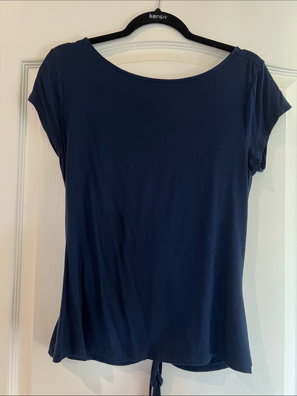 Women's Navy Ruched Drawstring Top - Picture 2 of 3